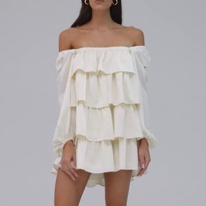 NEW WeWoreWhat Tiered Crinkle Chiffon mini dress small